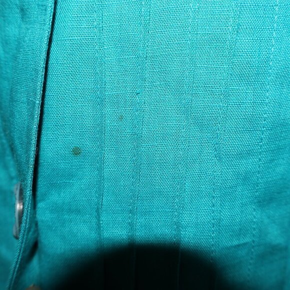 J Song 100% Linen Jacket Embroidery 3/4 Sleeves Button Up No Collar Size 10 - Picture 8 of 15